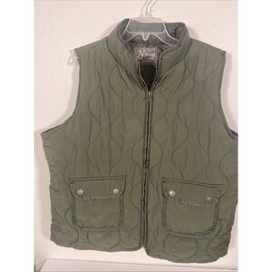 Natural Reflection XXL Quilted Zip Front Vest‎ Olive Green Womens U1